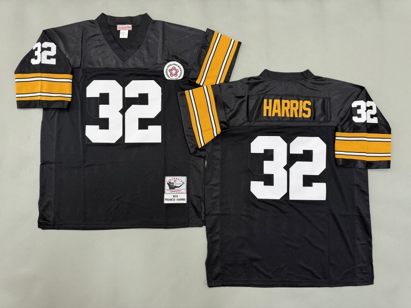 Men 2025 Pittsburgh Steelers #32 Harris black Throwback Limited NFL Jersey style 004